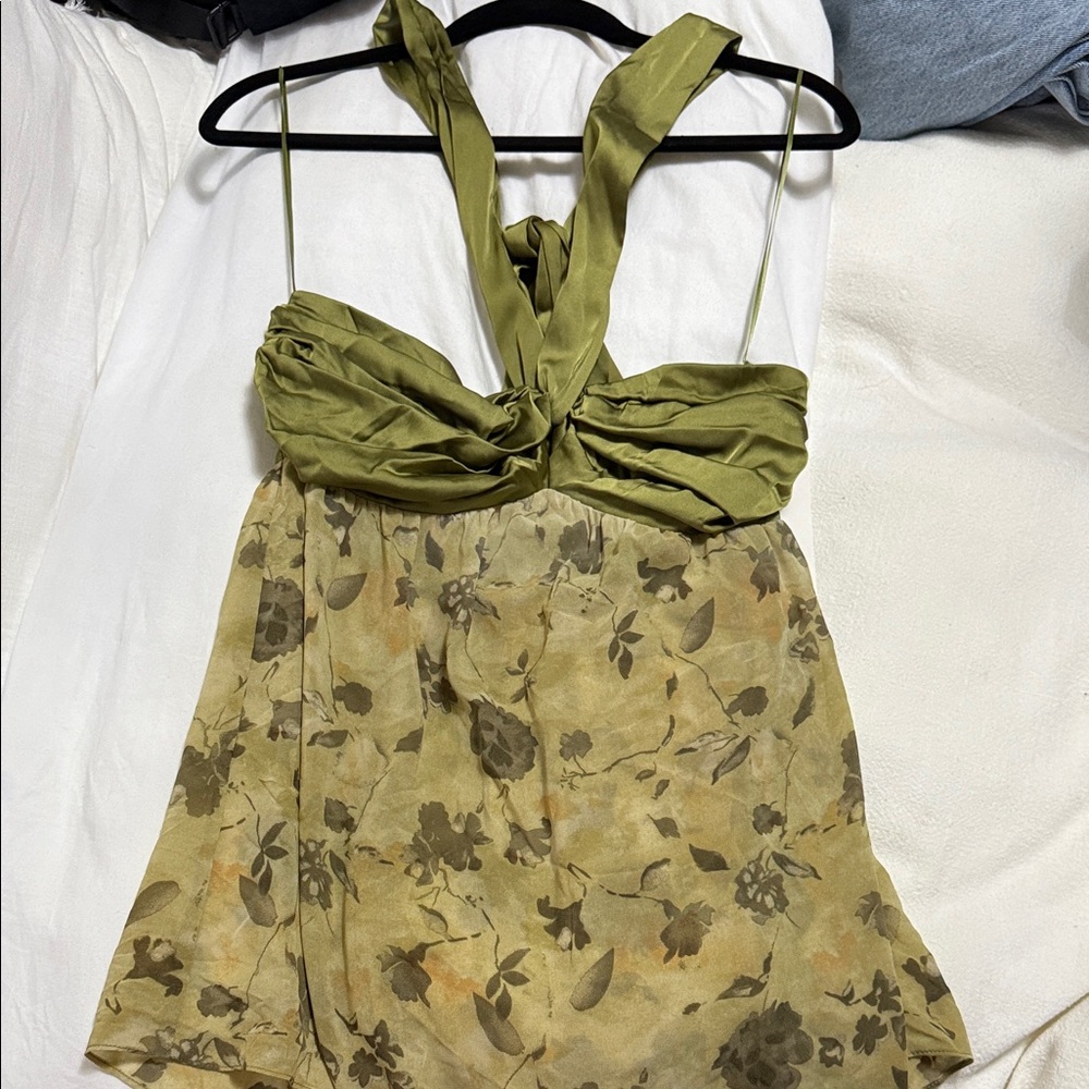 Floral Green Halter Top